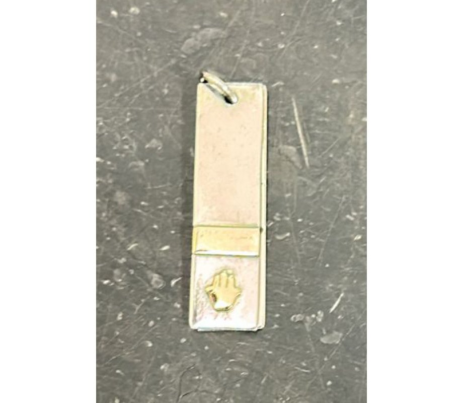 Silver and 14K Gold Hamsa Pendant with Blessings