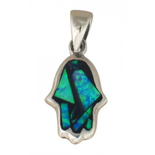 Silver and Opal Hamsa Pendant