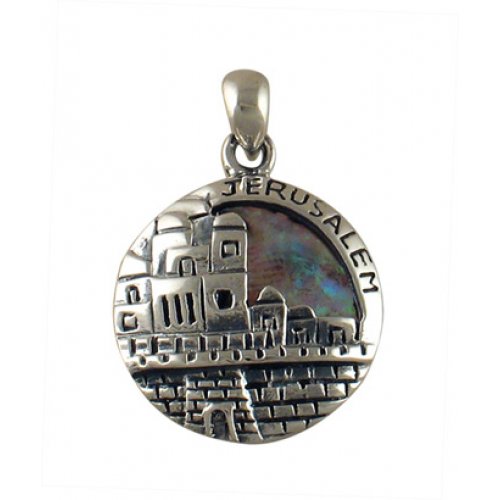 Silver and Opal Jerusalem Pendant