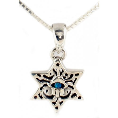 Silver and Opal Star of David Hamsa Necklace