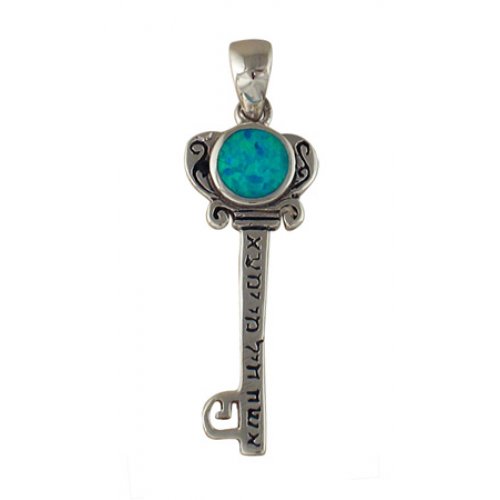 Silver and Opal Woman of Valor Key Pendant