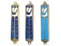 Small Blue Metal Mezuzah Case, Star of David and Crown - Gold or Silver Plate