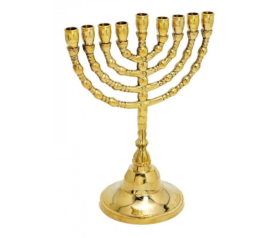  Gold Jerusalem Menorah, Decorative Judaica Candle