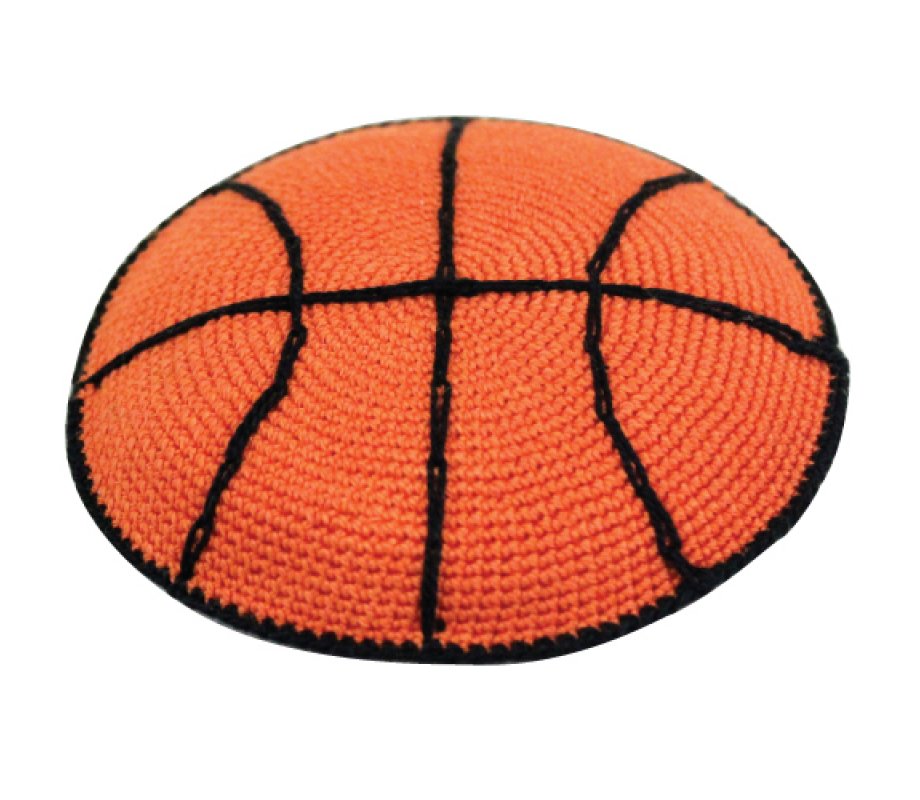 Small DMC Knitted Kippah - Basketball Design