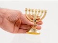 Small Decorative 7-Branch Menorah with Star of David & Breastplate, Gold - 4”