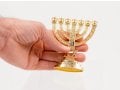 Small Decorative 7-Branch Menorah with Star of David & Breastplate, Gold - 4