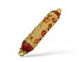 Small Gold Color Metal Mezuzah Case with Stones, Enamel - Choice of Colors