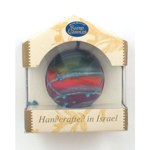 Small Handmade Globe Havdalah Candle - Red and Blue Colors