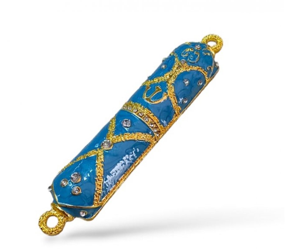 Small Metal Mezuzah Case, Enamel with Streak Design - Choice of Colors