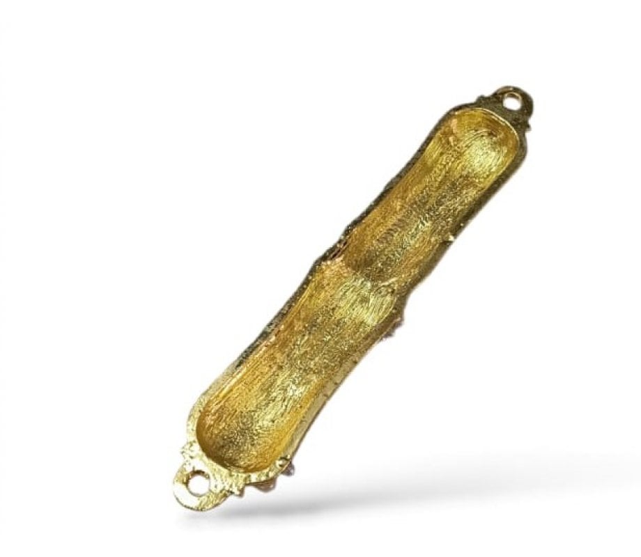 Small Metal and Pewter Mezuzah Case with Band of Gleaming Stones, Enamel - Color Choice