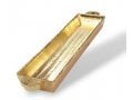 Small Mezuzah Case, Gold Metal with Blue Enamel  Hebrew Letters and Shin