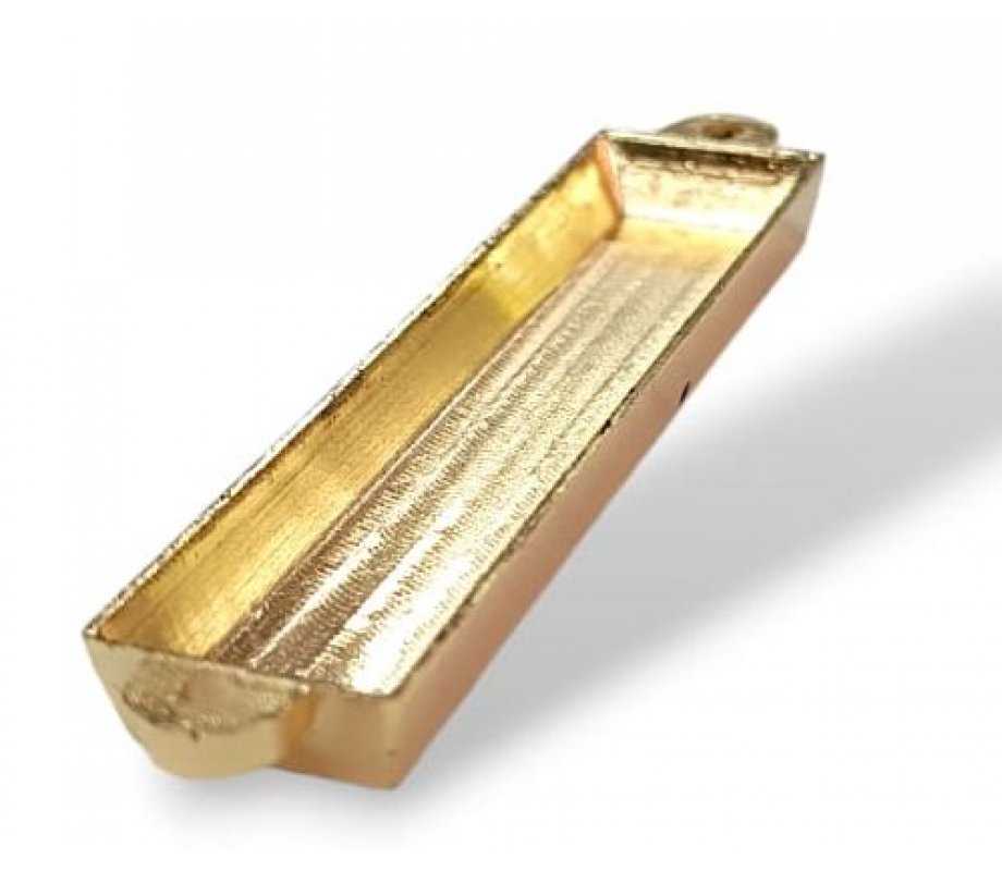 Small Mezuzah Case, Gold Metal with Blue Enamel – Ten Commandments