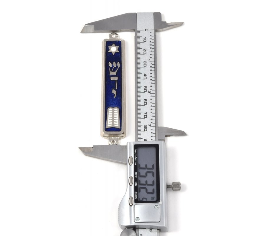 Small Mezuzah Case with Star of David and Ten Commandments Tablet Design