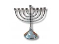 Small Nickel Plated Chanukah Menorah, For Candles - 6 inches Height