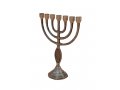 Small Seven Branch Menorah, Fish Design Brass Antique Finish - 8