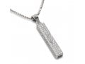 Small Square Mezuzah Necklace Pendant in Sterling Silver