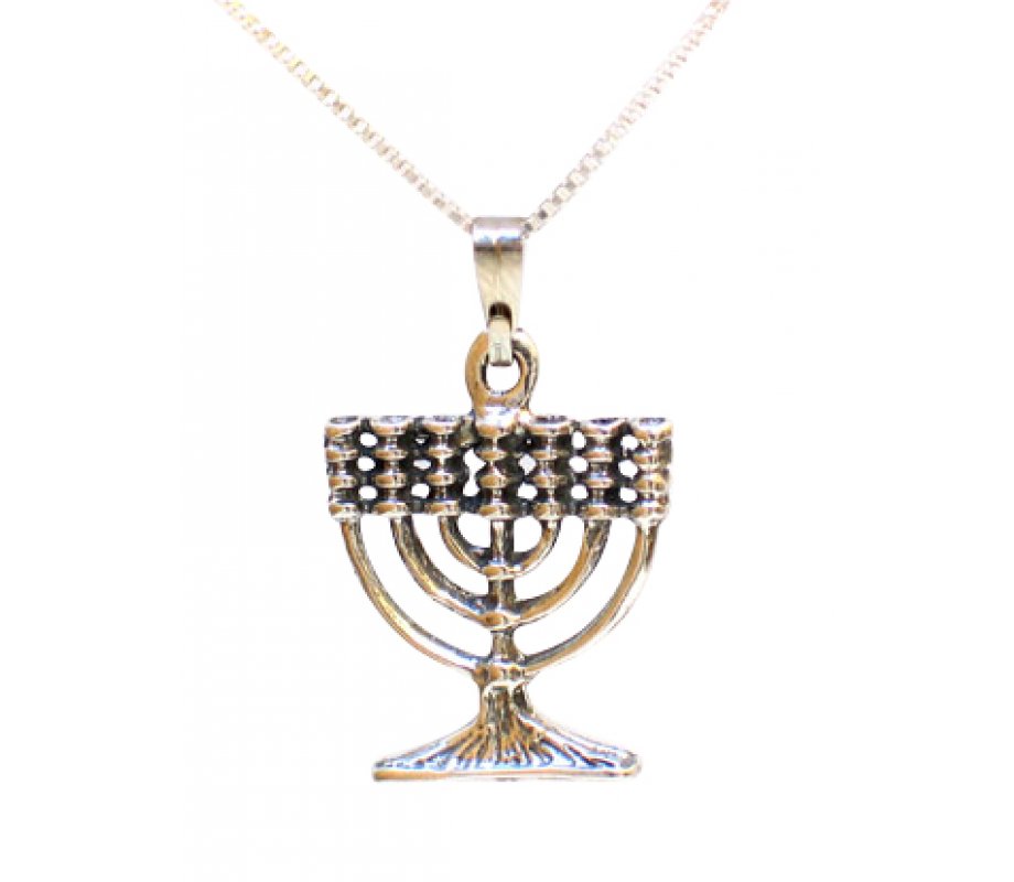 Small Sterling Silver 7 Branch Menorah Pendant