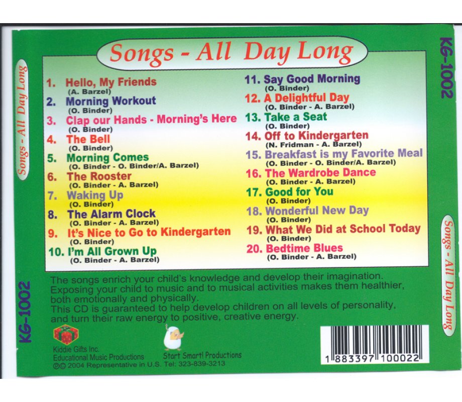Songs All Day Long - Childrens English Songs Audio CD