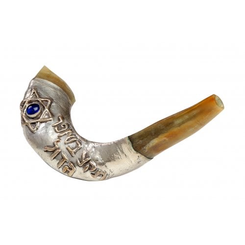 Sound the Great Shofar Blessing Silver Ram's Horn Shofar