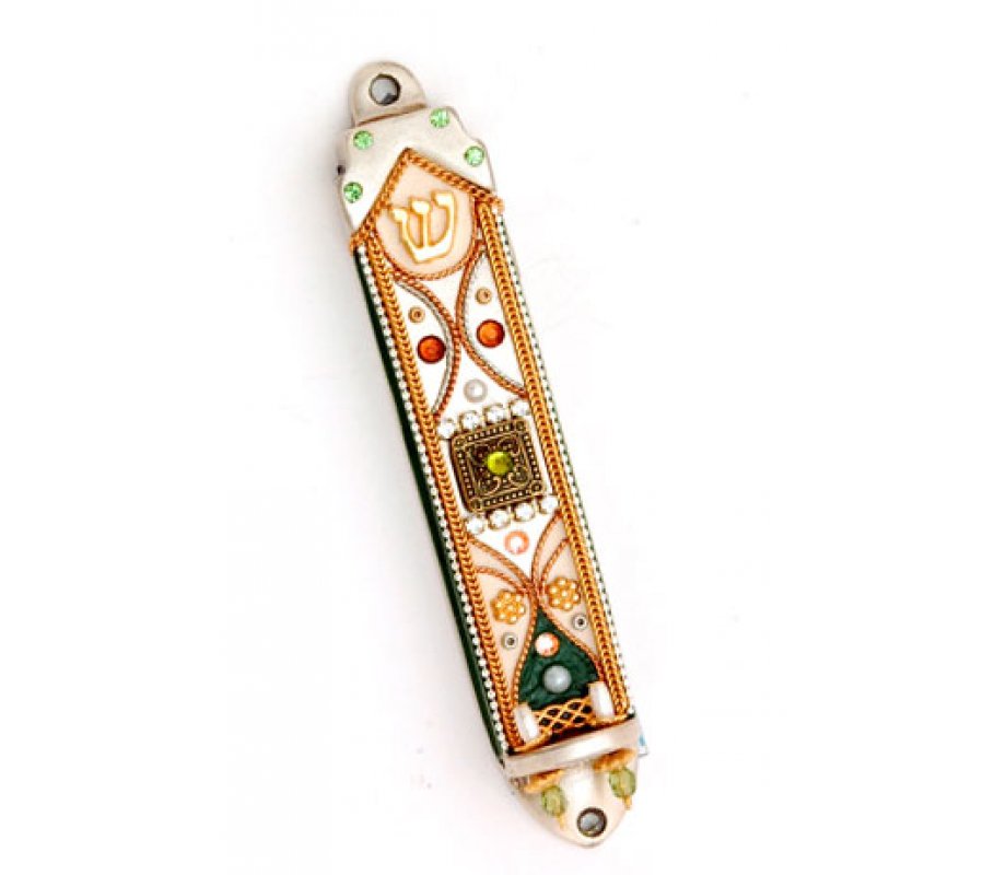 Spring Design Pewter Mezuzah by Ester Shahaf