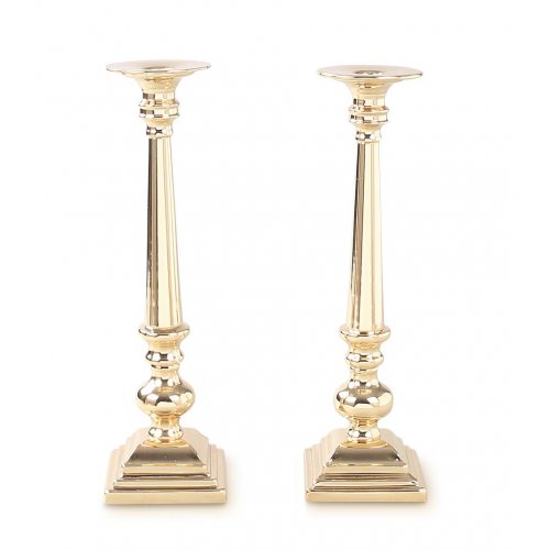 Stainless Steel Gold Candlesticks, Gleaming Smooth Surface - Tall Height