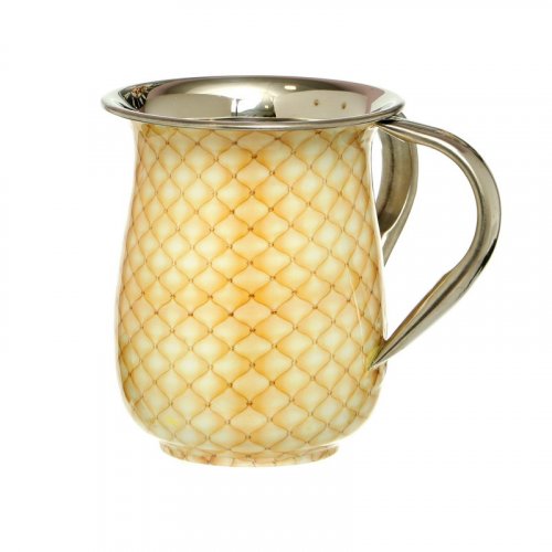 Stainless Steel Netilat Yadayim Wash Cup  Gold Diamond Design