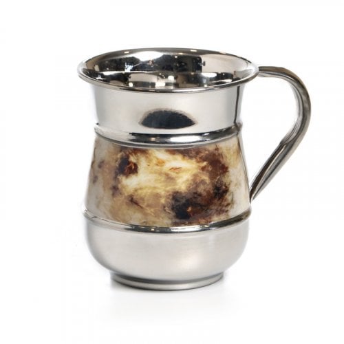 Stainless Steel Netilat Yadayim Wash Cup  Gold Marble Design