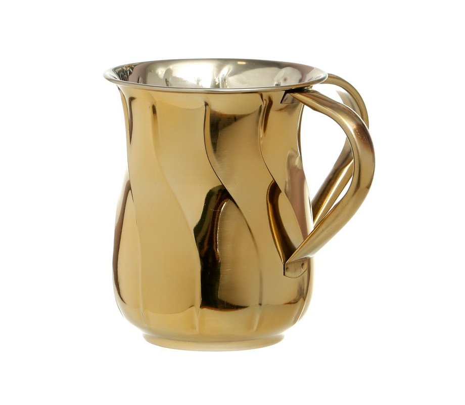 Stainless Steel Netilat Yadayim Wash Cup – Gold Wave