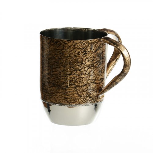 Stainless Steel Netilat Yadayim Wash Cup  Two Tone Gold with Black Streaks