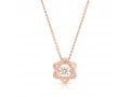 Stainless Steel Pendant Necklace, Rose-Gold Plate - Star of David with Zircons