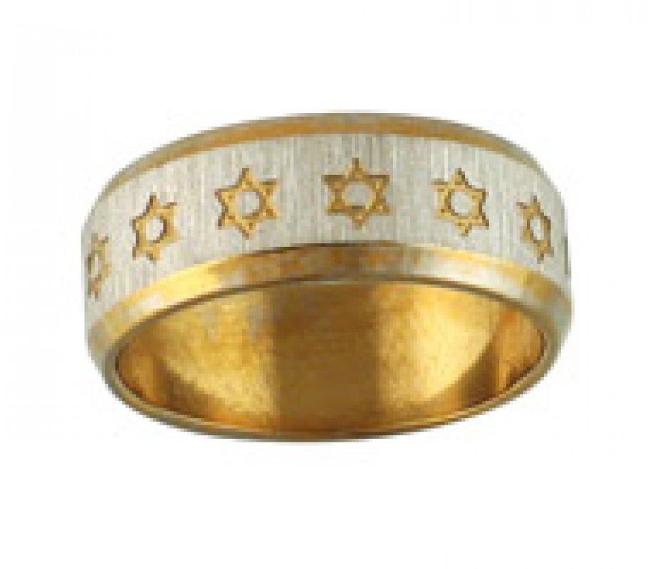 Stainless Steel Ring Gold with Star of David