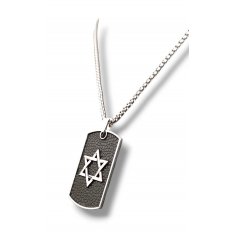 Stainless Steel Star of David Necklace on Black Background