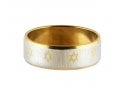 Stainless Steel Two Tone Ring with Small Gold Stars of David and Gold Rims