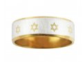 Stainless Steel Two Tone Ring with Small Stars of David
