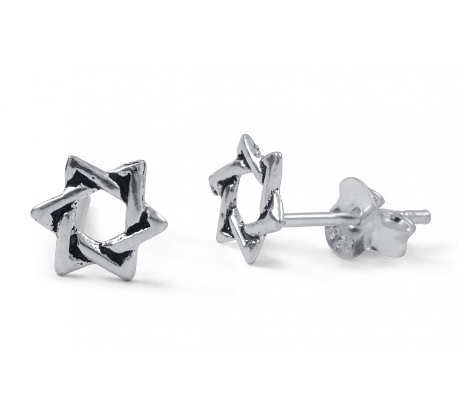 Star of David 925 Sterling Silver Stud Earrings