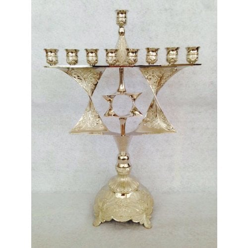 Star of David Classic Hanukkah Menorah in Bronze or Nickel