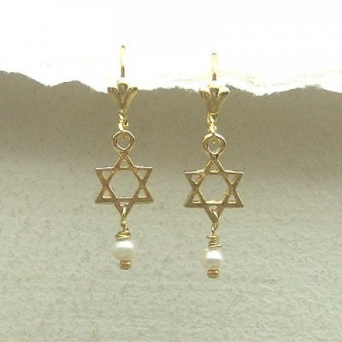 Star of David Earrings with Pearl by Edita