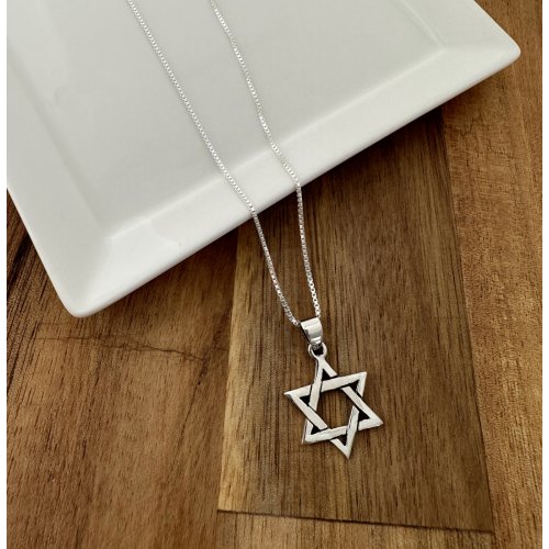 Star of David Necklace Pendant for Women or Men in 925 Sterling Silver with Chain
