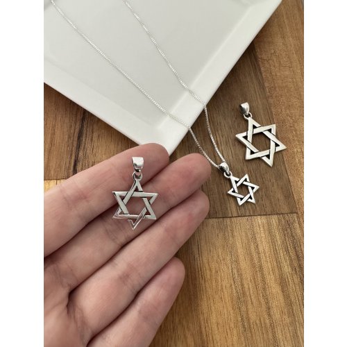 Star of David Necklace Pendant for Women or Men in 925 Sterling Silver with Chain