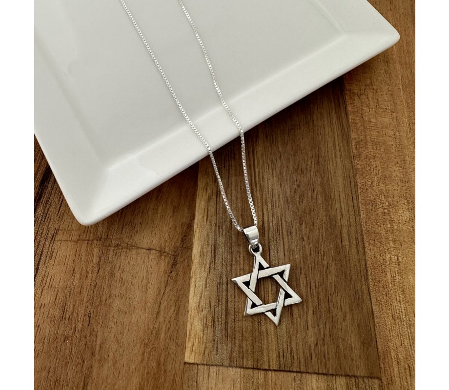 Star of David Necklace Pendant for Women or Men in 925 Sterling Silver with Chain