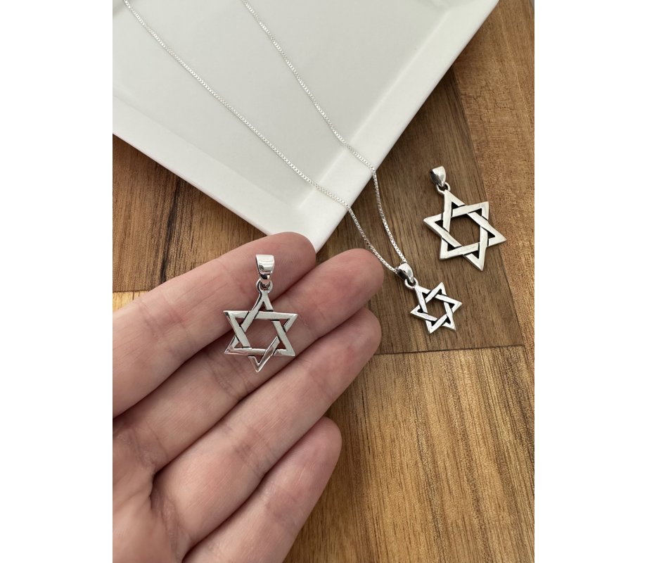 Star of David Necklace Pendant for Women or Men in 925 Sterling Silver with Chain