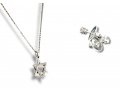 Star of David Pendant Necklace with Stud Earrings, Rhodium  Silver or Gold