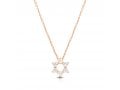Star of David Pendant on Rose-Gold Plated Sterling Silver Necklace - Zircons