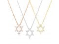 Star of David Pendant on Yellow-Gold Plated Sterling Silver Necklace - Zircons
