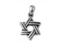 Star of David with Cut Line Design, 925 Sterling Silver Pendant Necklace