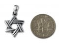 Star of David with Cut Line Design, 925 Sterling Silver Pendant Necklace