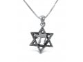 Star of David with Hebrew Chai, 925 Sterling Silver Pendant Necklace