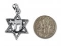 Star of David with Hebrew Chai, 925 Sterling Silver Pendant Necklace
