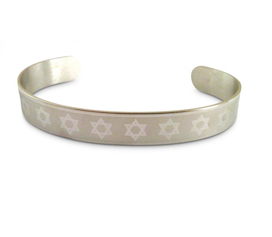 Stars of David Adjustable One Size Cuff Stainless Steel Bracelet