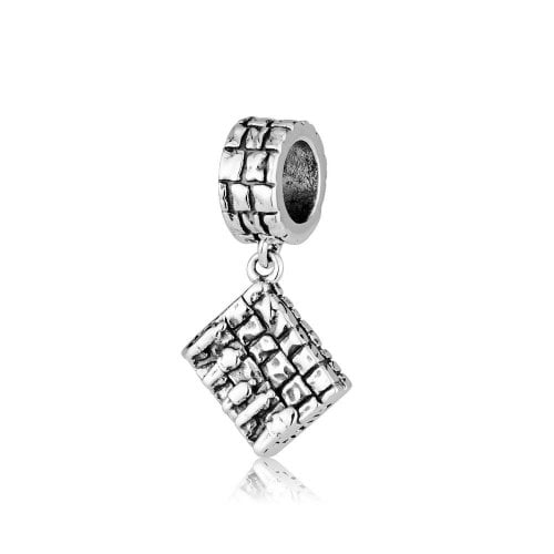 Sterling Silver Bracelet Charm - Engraved Praying at the Western Wall